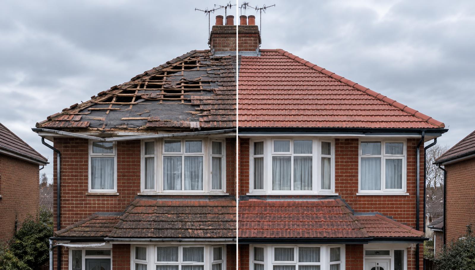 Before and after: Storm-damaged tiled roof