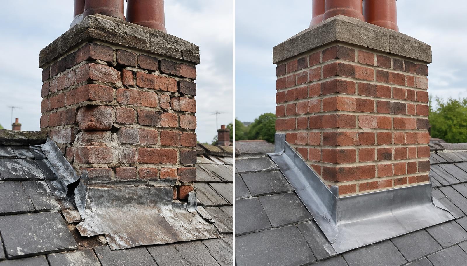 Before and after: Chimney & lead flashing