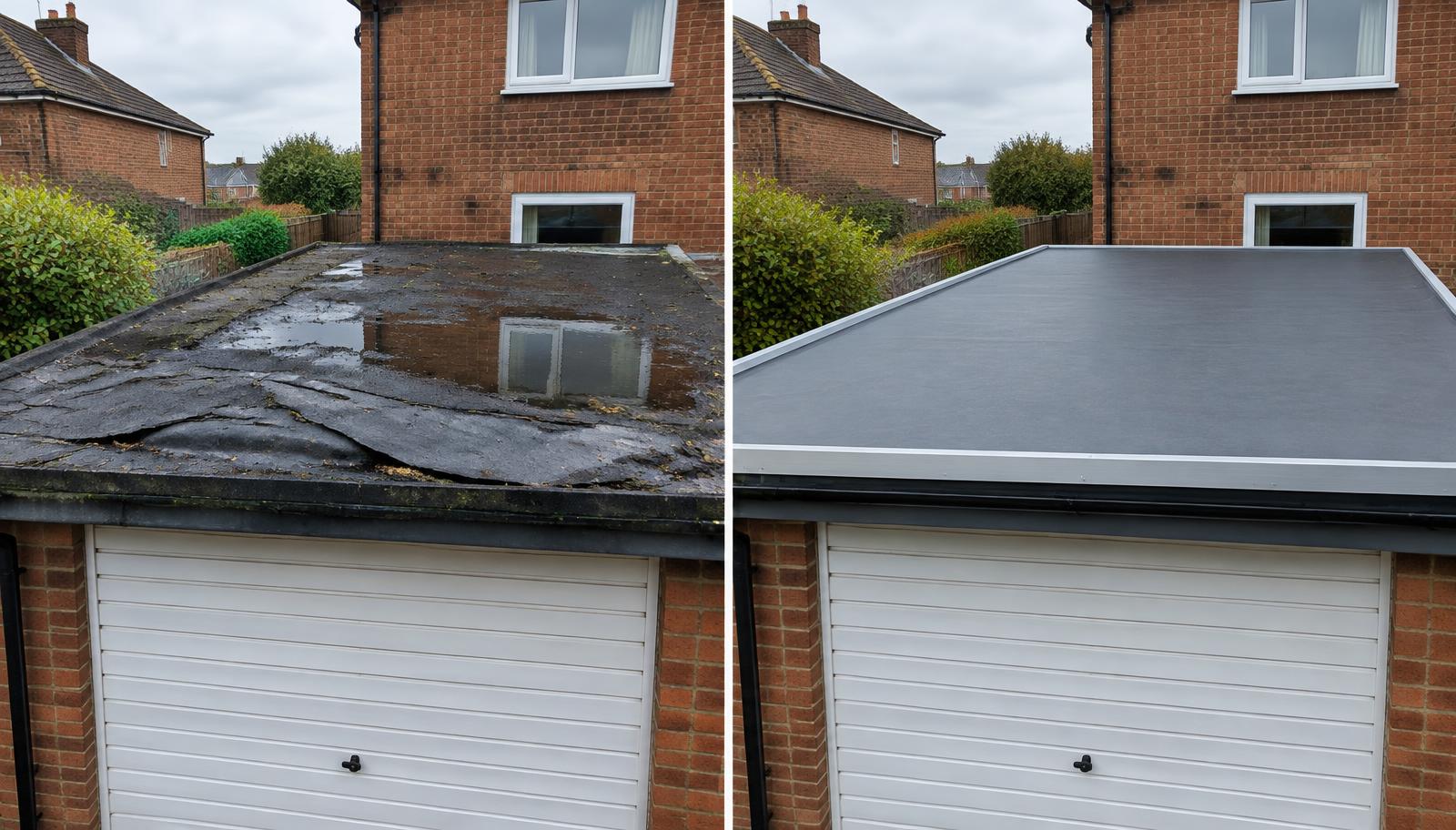 Before and after: Garage flat roof
