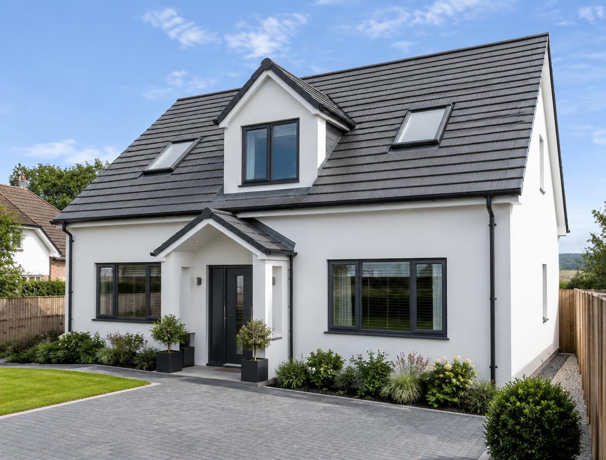 Brand-new grey tile roof